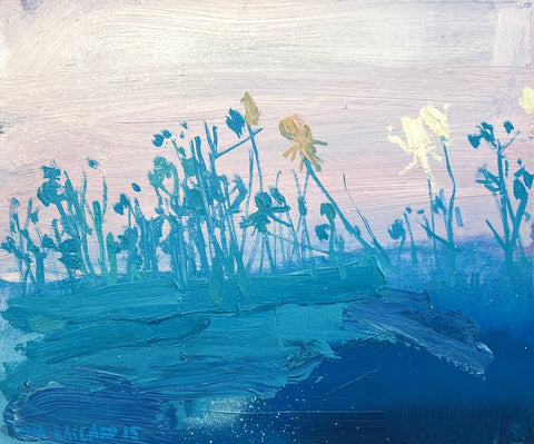 Lisa Ballard, Pink and Blue Flowers, painting, 30 x 25 x 2 cm