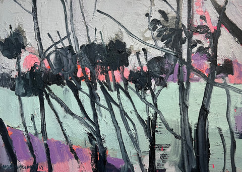 Lisa Ballard, Mint Sea and Trees, painting, 36 x 24 x 2 cm