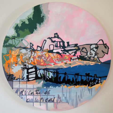Sarah McWilliams, Knockinelder, painting, 40 cm diameter, 1.5 cm deep