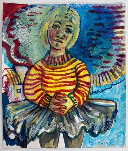 Rosie McGurran, Watching the Fray, painting, 13.5 x 15.5 cm (35 x 38.5 x 2.5 framed)