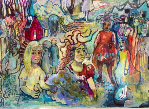 Rosie McGurran, The Patience of Angels, painting, 29.7 x 42 cm (64 x 53 x 2.2 framed)