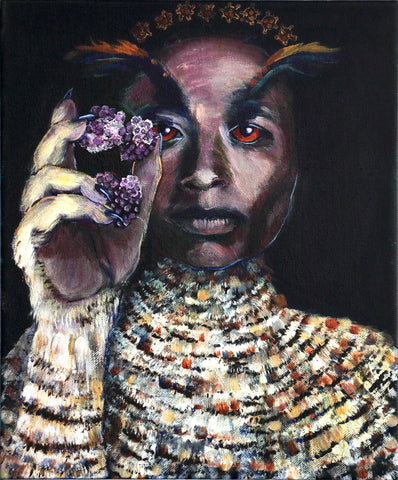 Ashley B Holmes, Herald of a Covid Autumn, painting, 25 x 30 x 4 cm