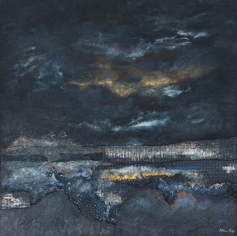 Katherine St Angelo, Night's Edge 2021, painting, 50 x 50 x 1.3 cm (53.8 x 54.3 x 3.5 cm framed)