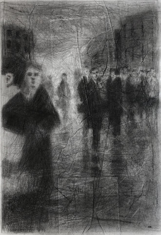 Noel Murphy, The Street, drawing, 27 x 39 cm