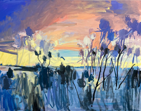 Lisa Ballard, Island Thistle Sunset, painting, 90 x 70 x 3.5 cm