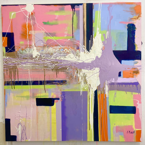 Latisha Reihill, Broken Strings, painting, 100 x 100 x 5 cm