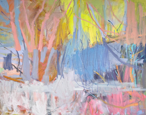 Lisa Ballard, Yellow Glow Trees, painting, 101 x 81 x 3.5 cm