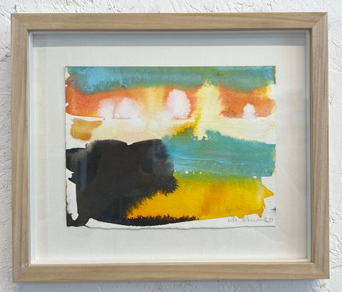 Lisa Ballard, Cliff Sunset, painting, 16 x 20 cm (25 x 30 x 2.5 cm framed)