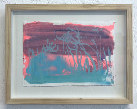 Lisa Ballard, Pink & Blue, painting, 17 x 25 cm (27 x 34 x 2.5 cm framed)