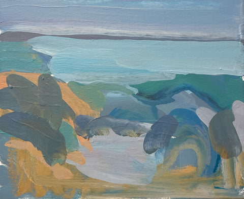 Lisa Ballard, Island rocks, painting, 25.5 x 30.5 x 1.5 cm