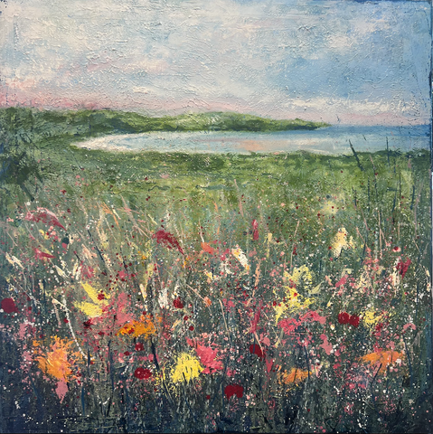 Emma Fitzpatrick, Donegal Days, painting, 100 x 100 x 3 cm (105 x 104 x 5 framed)
