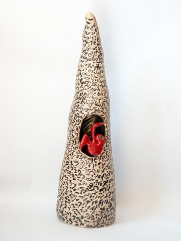 Elham Hemmat, Docile Bodies 9, Series 2026, ceramic sculpture, c. 10 x 32 cm