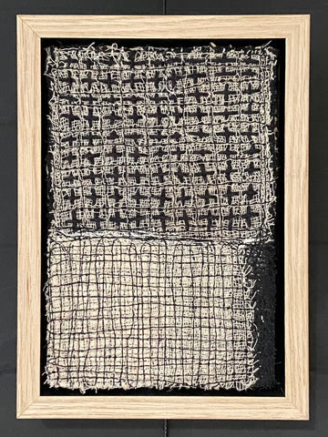 Patricia Kelly, Stitched Crosses 2, textile art, 10.5 x 15.5 cm (12.5 x 17.5 x 3 cm framed)