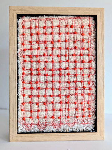 Patricia Kelly, French Knots in Corners, textile art, 10.5 x 15.5 cm (12.5 x 17.5 x 3 cm framed)