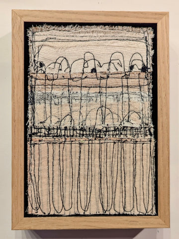 Patricia Kelly, Looped Lines I, textile art, 10.5 x 15.5 cm (12.5 x 17.5 x 3 cm framed)