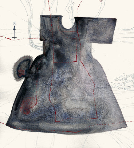 Sharon Kelly, Memory Dress I, work on paper, 20 x 22 cm (25 x 28 cm framed)