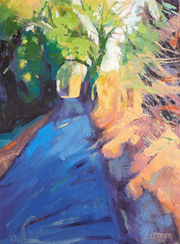 Louise Lennon, Blue Walk, painting 30 x 40 cm (c. 33 x 43 cm framed)