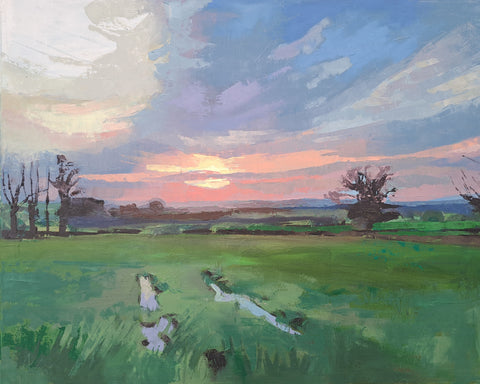 Louise Lennon, Over the Field, painting, 50 x 40 x 3.5 cm