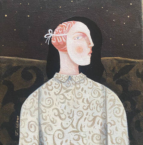 Judith Logan, Deepfake, 2026, painting, 20 x 20 x 4 cm (24.5 x 24.5 x 5 cm framed)