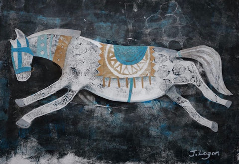 Judith Logan, Equus Albus (White Horse), work on paper, 40 x 28 cm