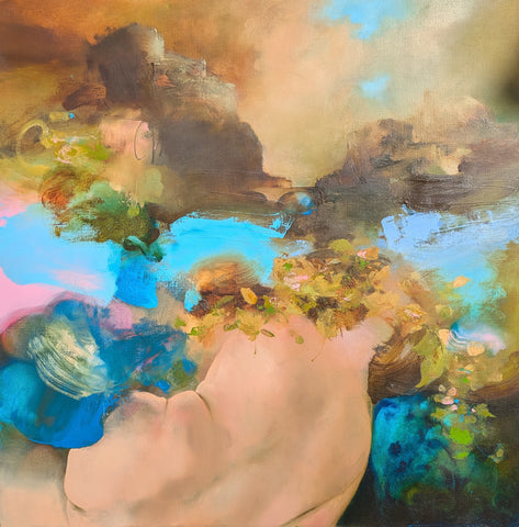 Robert McLearnon, What Lies Beneath, painting, 102 x 102 x 6.5 cm