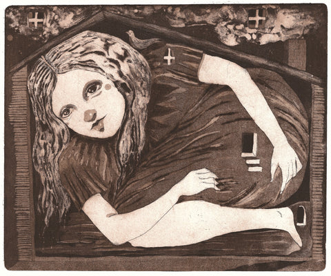 Wilhelmina Peace, Longing for Fields and Feathers, work on paper (etching), 41 x 35cm