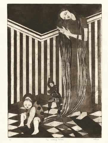 Wilhelmina Peace, The Walking Lesson, work on paper (etching), 58 x 76 cm