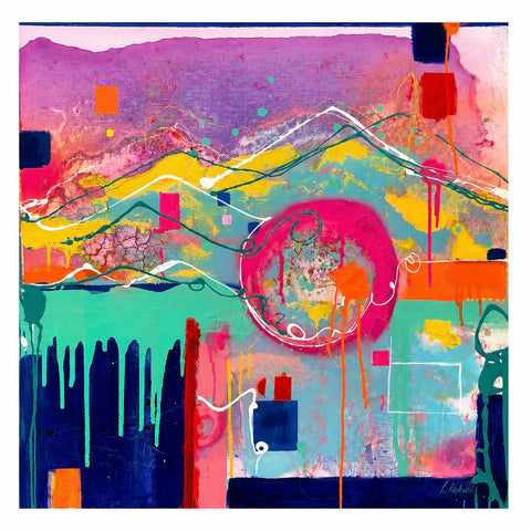 Latisha Reihill, Cherry Moon Valley, painting, 60 x 60 x 5 cm