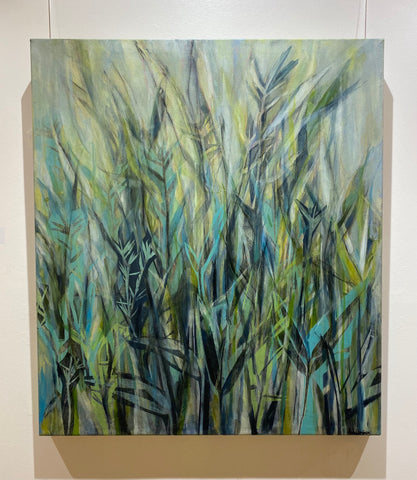 Anushiya Sundaralingam, Bamboos, painting, 70 x 80 x5  cm