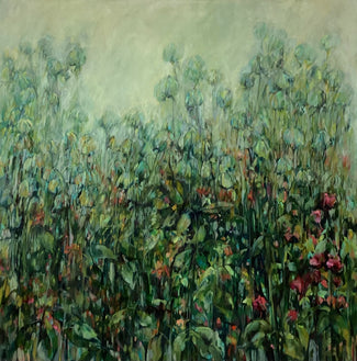 Anushiya Sundaralingam, Flax V, painting, 121 x 121 x 4