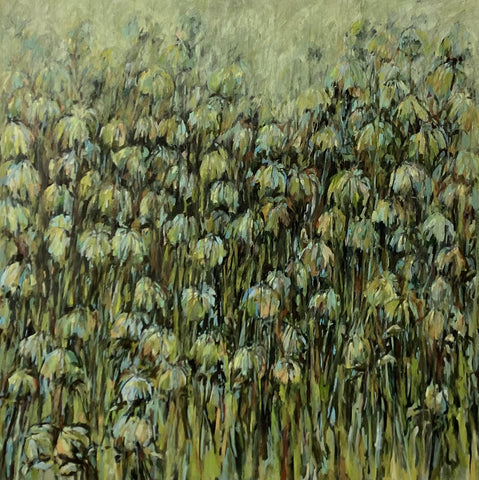 Anushiya Sundaralingam, Flax I, painting, 95 x 95 x 2.5 cm