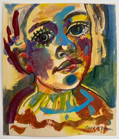 Rosie McGurran, Lockdown Clown, painting, 13.5 x 15.5 cm (35 x 38.5 x 2.5 framed)