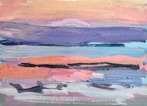 Lisa Ballard, Sunset Island, painting, 36 x 26 cm