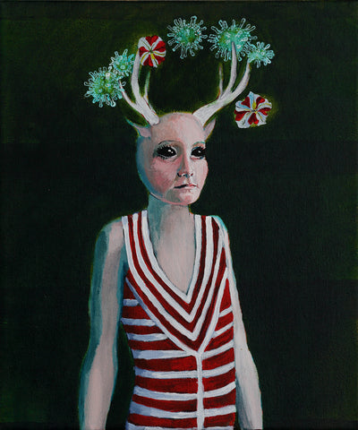 Ashley B Holmes, Herald of a Covid Spring, painting, 25 x 30 x 4 cm