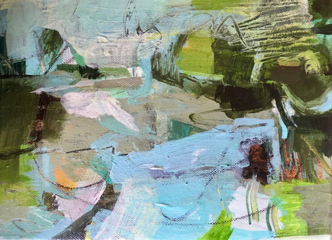 Janet Keith, Little Abstract With Turquoise, painting, 20 x 15 x 1.5 cm (18 x 23.5 x 3.5 cm framed)