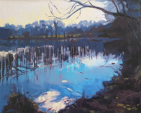 Louise Lennon, Among the Reeds and Damp Moss, painting, 50 x 40 x 3.5 cm