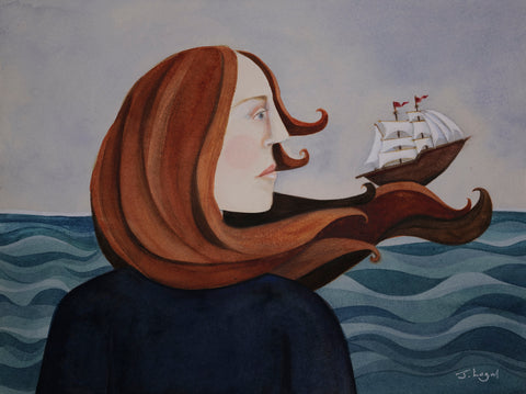 Judith Logan, Smooth Seas Never Made Good Sailors, painting, 38 x 28 cm (54 x 44 x 3 cm framed)
