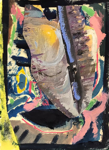 Ronan Bowes, Night, Wine, Walk and Beach, painting, 21 x 29.5 (29 x 38.5 X 2.5 cm framed)